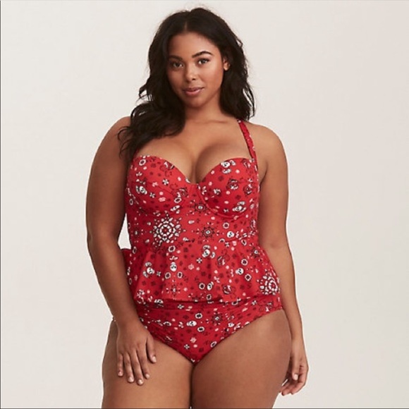 torrid Other - Torrid NWT red skull bandana peplum midkini top